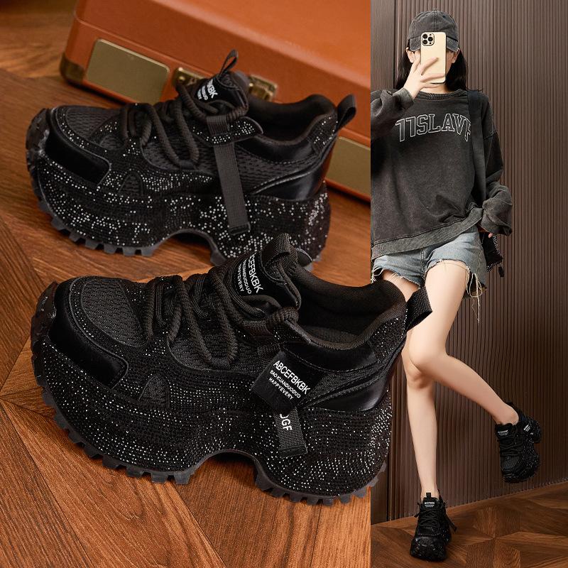 Platform Dad Shoes Women's 2025 Autumn and Winter New Full Diamond Fashion Casual Shoes Non-slip Versatile Single Shoes Inner Height Increase Women'