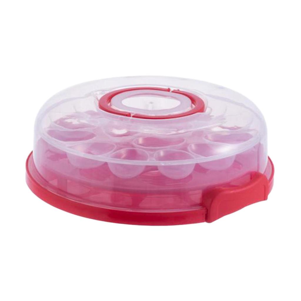 Cake Carrier with Lid Portable Pie Cupcakes for Party Cupcake Picnic Red