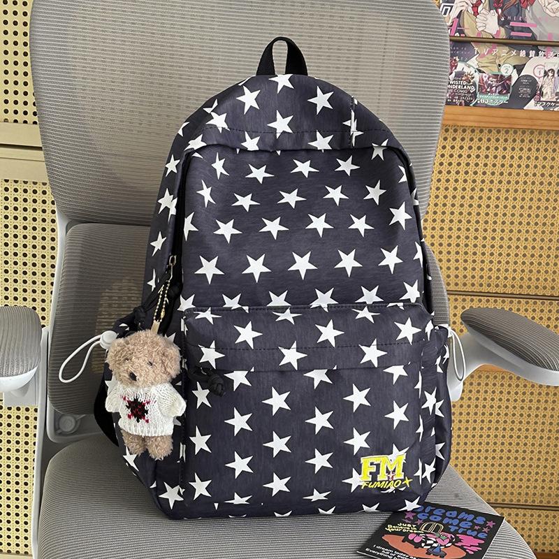 Schoolbag Handsome Mijia New College Style Star Printed Backpack Female Students Large Capacity Lightweight School Bag Junior High School Backpack