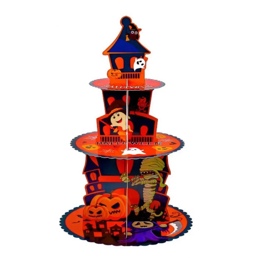 Halloween 3-Tier Dessert Stand Home Decoration Christmas Pumpkin Cupcake Stands Adjustable DIY Cake Rack Tray Thanksgiving