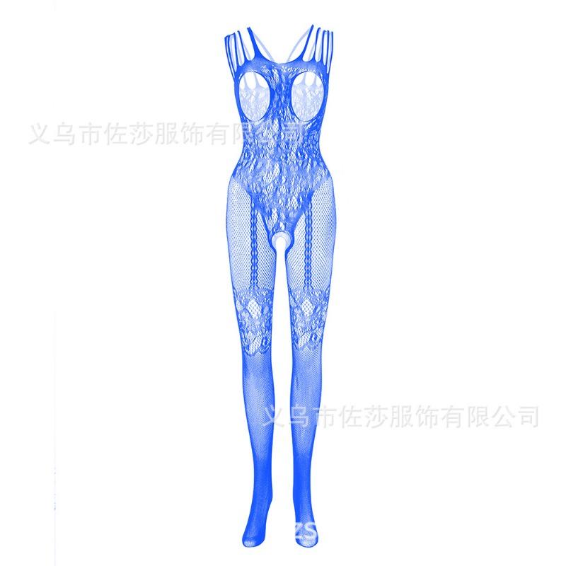 New sex underwear hollow chest hanging sexy one-piece jacquard mesh coat open neck