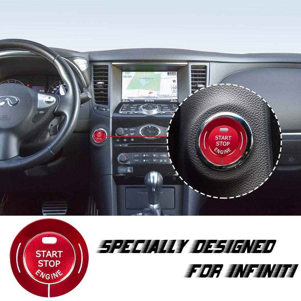 Engine Push Start Stop Button Cover for Infiniti Q50L QX50 Q50 QX56 Q60 QX70 Q70L QX80 QX30, Ignition Button Decoration Trim & Ring Protector