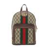 [Usado] Mochila Ophidia com Listras de Logo em Lona Web e Couro Pequena - Muito Bom #U89GI7