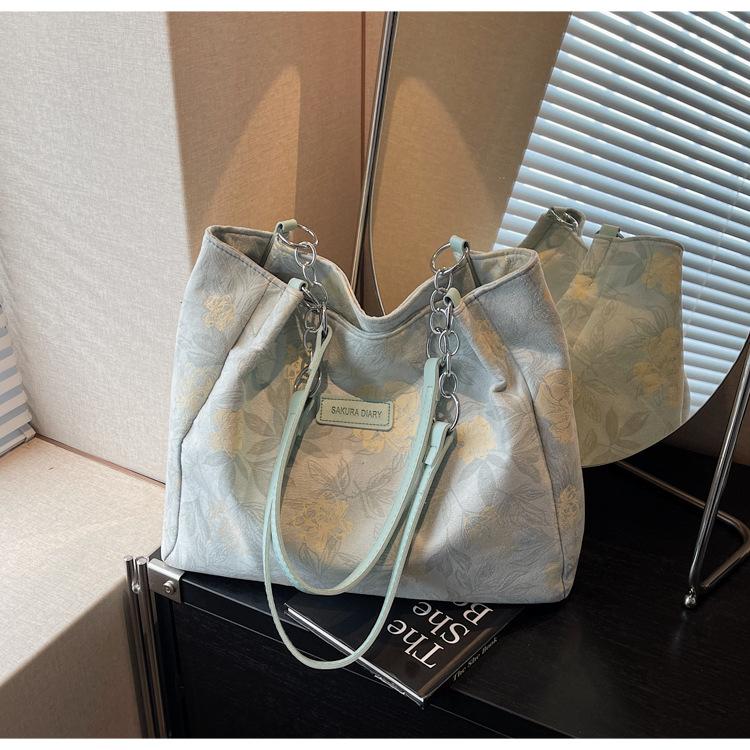 

Модная сумка-тоут с принтом, женская новая простая сумка на плечо большой вместимости, универсальная повседневная сумка под мышку зелёный