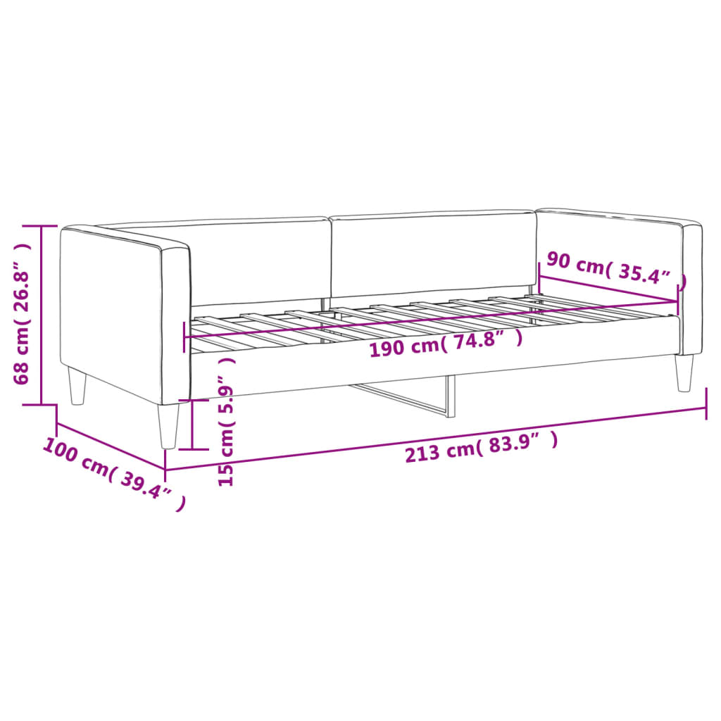 Vidaxl Sofa Z Funkcją Spania, Czarna, 90X190 Cm, Obita Tkaniną
