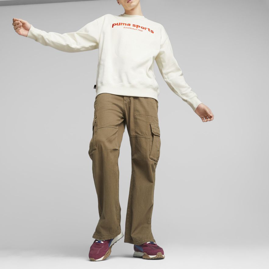 Puma Team Crew Fleece Letter Embroidery Casual Round Neck Loose Sweatshirt Men Sweatshirt White 625207-65