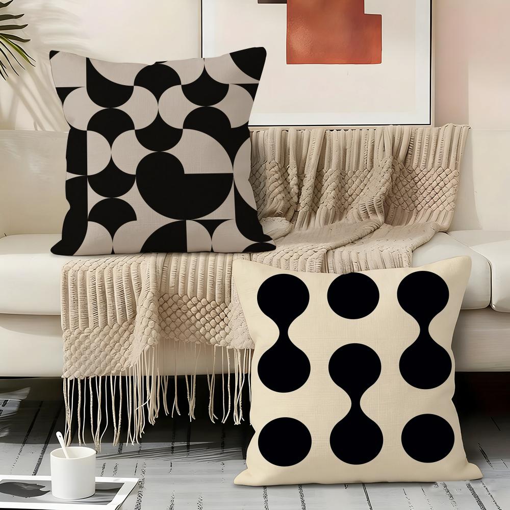 Reduced Geometry Pillow Case Linen Pillow Covers Cover For Couch Living Room Bench Patio Floor Linen Home Decor