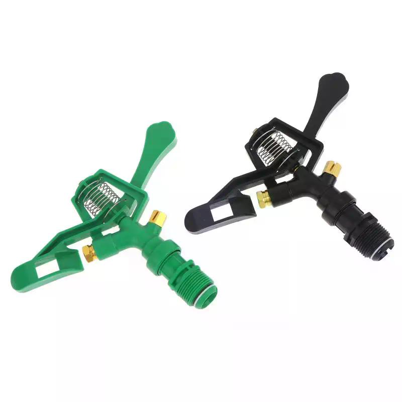 Plastic Rocker Arm Double Spray Lawn Irrigation Nozzle 3/4" Male Thread 360 Degree Angle Rotating Sprinkler Head For Garden