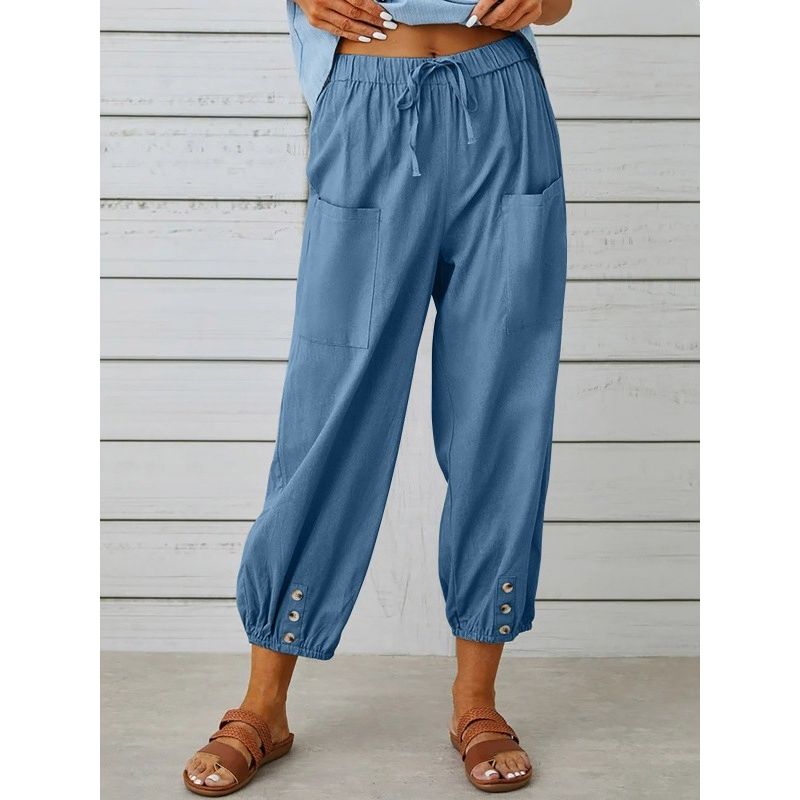 Loose Nine-Inch Pants and Wide-Leg Pants Pure Color Loose Cropped Pants Loose Pants