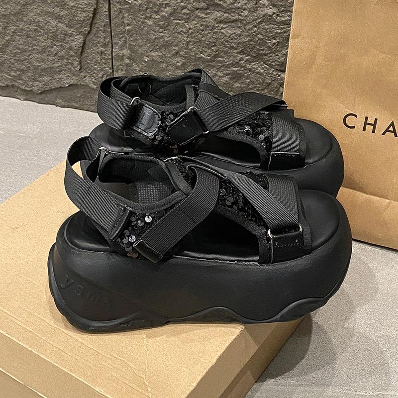 Fashion Women's Cross Strap Sandals Luxury Fashion Ladies High Platform Casual Beach Slippers Summer 8CM Heels Thick Bottom Sandalias