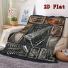 Steampunk Musical Instruments 2D Flat Pattern Flannel Blanket, High Quality All Seasons, Home Decor, Warmth and Comfort, Perfect for Christmas Gifts.