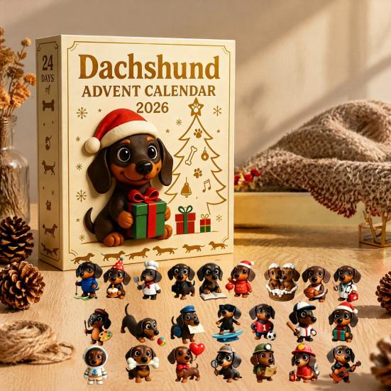 Christmas Gifts for Relatives 2026 Dachshund Advent Calendar, 24 Days 3D Collectible Dog Figures, Home Holiday Atmosphere Decor Puppy Ornaments
