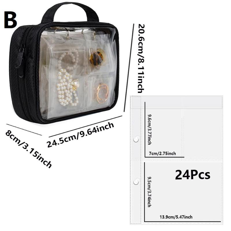

Clear Pvc Jewelry Organizer Book - Big Capacity Earring Holder With Zipper, Travel Storage B