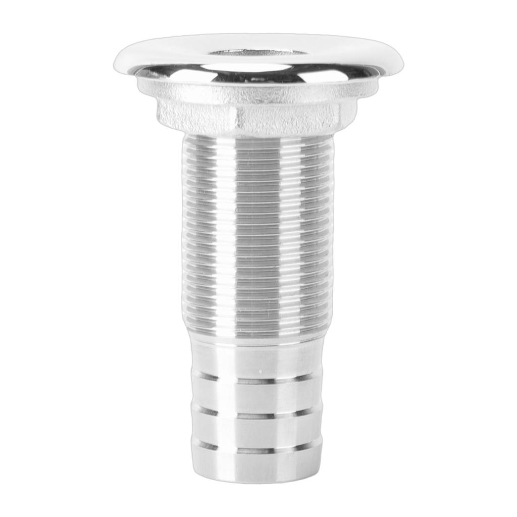 Thru Hull Fitting 1 Inch 316 Stainless Steel Straight Barbed Hose Thru Drain Connector for Boat Yacht 1 Inch Half