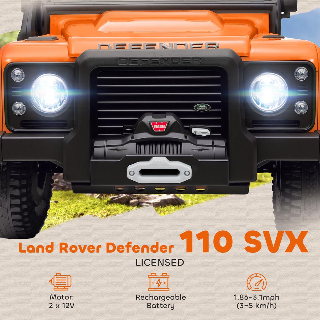 Kids Ride On Car with Remote Control, 4-Wheel Suspension, Soft Start, Music, Horn, LED Lights for 3-5 Years Old, Orange