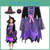 Robe Déguisement Sorcière Fille pour Halloween, Cosplay, Jeux et Fêtes Thématiques