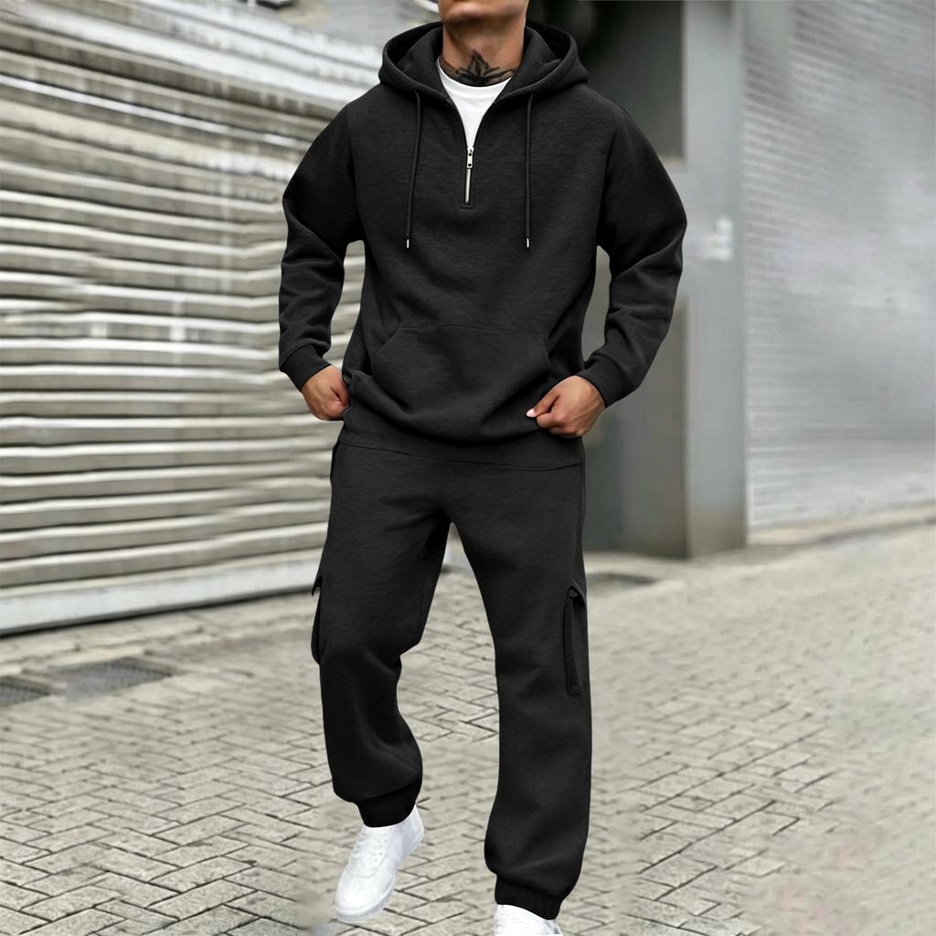 Men's Color Utility Sweatshirt Set - Casual Athletic Sports Track Suit for Daily Wear