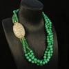 Green Stone Handmade Beaded Earrings and Necklace Set - Elegant High-End Fashion Jewelry