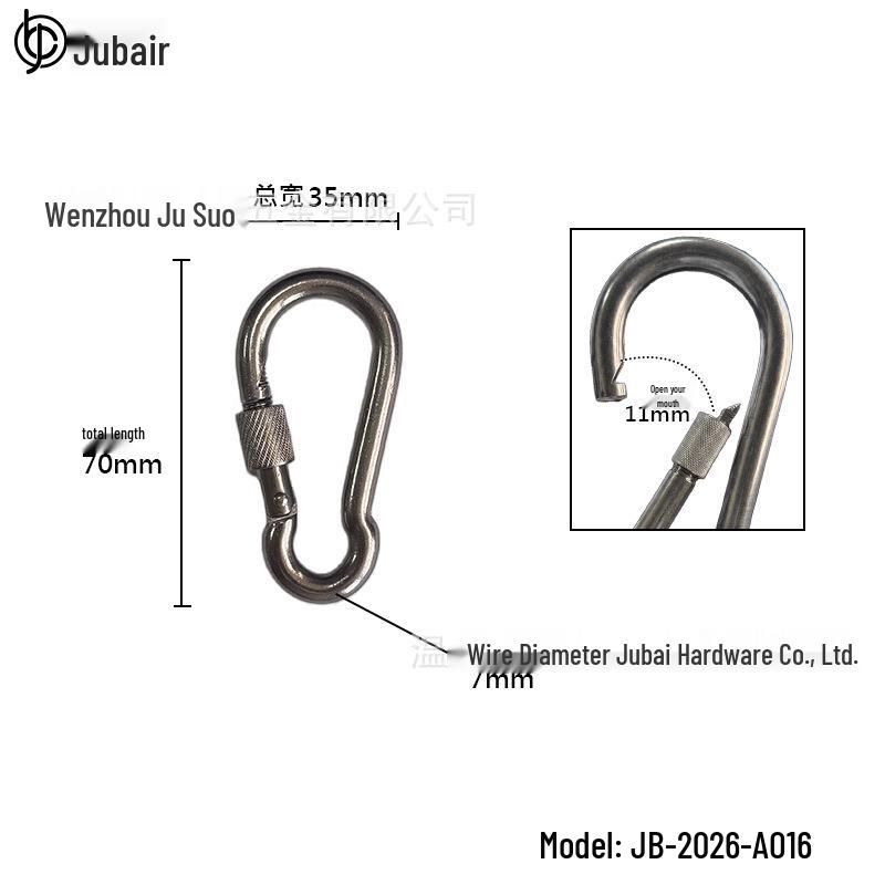 304 Stainless Steel Screw Lock Carabiner Snap Hook Connector