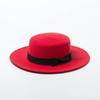 Europe, America, Autumn and Winter New Bow Wool Woolen Flat Top Top Hat Women's Fashion Wool Felt Flat Top Hat