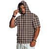 Felpa con Cappuccio da Uomo a Maniche Corte con Stampa a Quadri Retrò, Pullover Leggero Casual per l'Uso Quotidiano