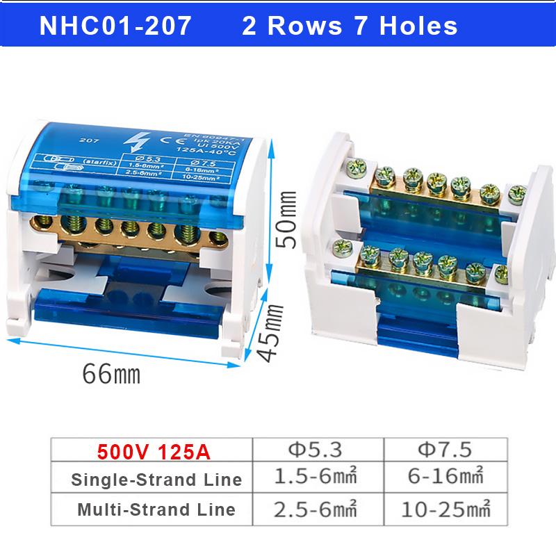 1PCS Junction Modular Screw Universal Wire Electrical Connector Din Rail Terminal Block Power Distribution Box NHC01 Series