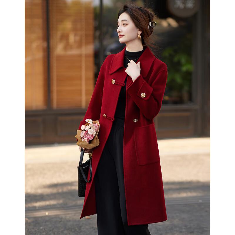 Sishui Nianhua Women's Elegant Mid-Length Wool Coat