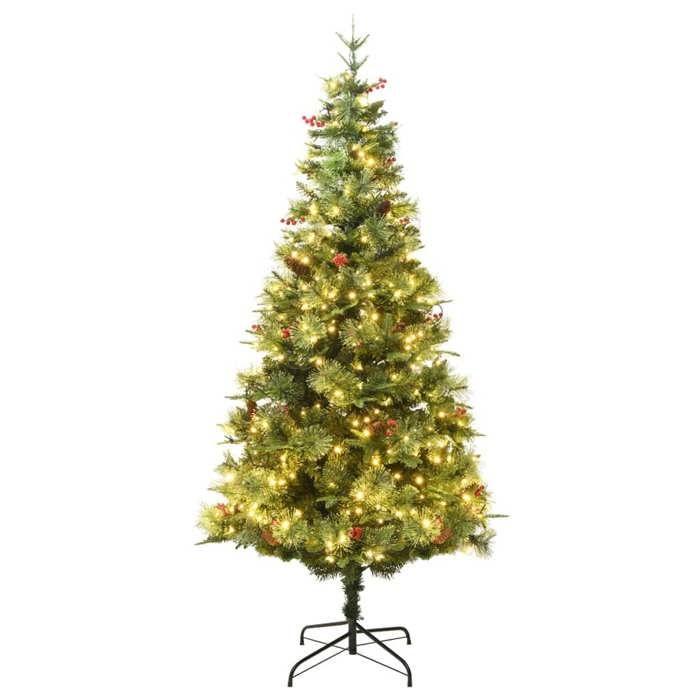 VidaXL Sapin de Noël Pré-éclairé et Pommes de Pin, Arbre de Noël avec LED, Décoration de Vacances, Ornement de Fête 3094558