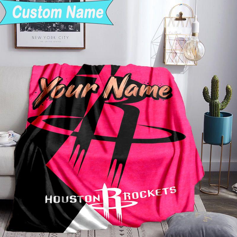Custom Name Blanket basketball Pride Rockets Blanket Bedding Blanket for Travel, Camping, Living Rooms, Offices, Sofas, Fan Christmas gift