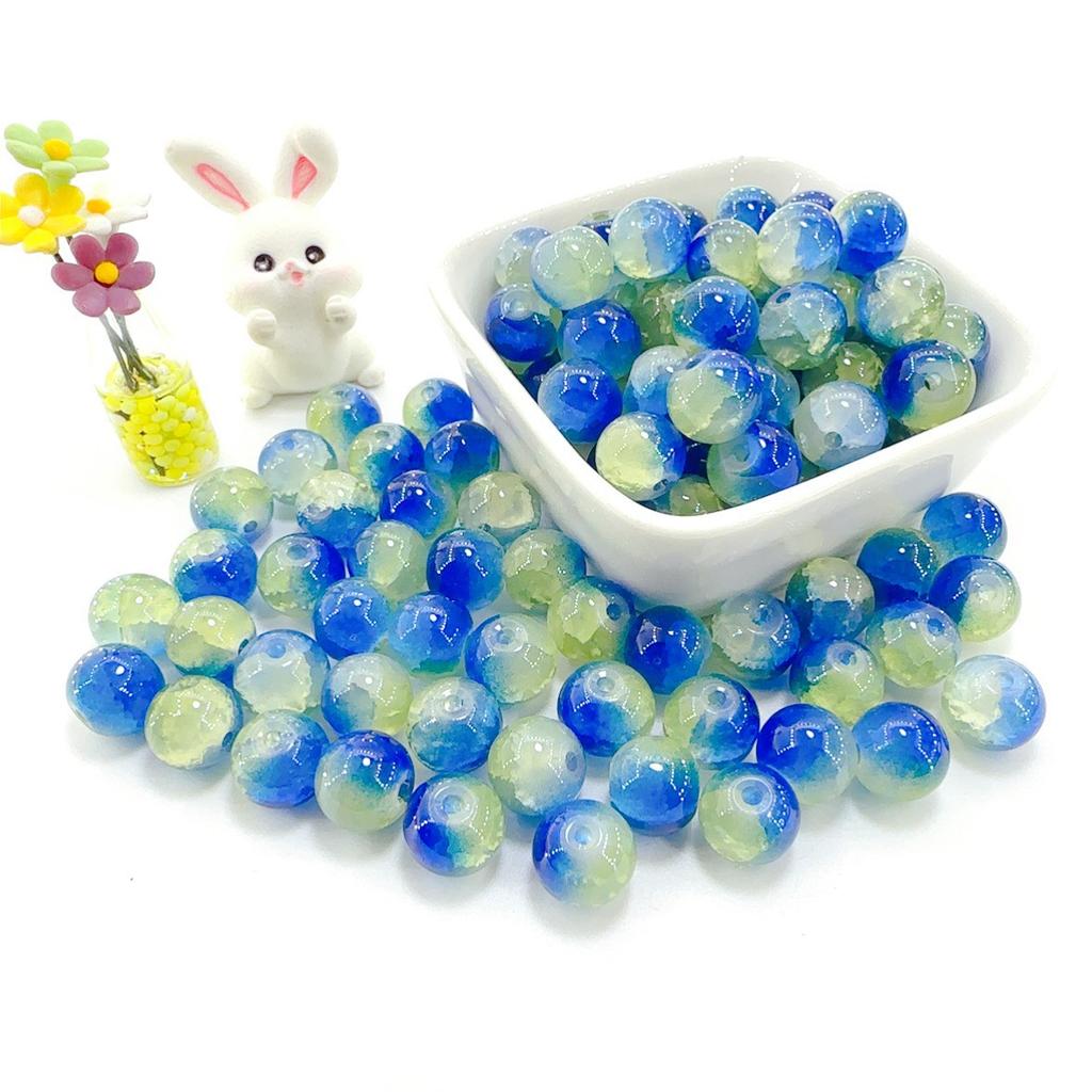 10mm Crackle Glass Round Beads, Loose Spacer Beads DIY Accessories for Bracelet Making 50pcs