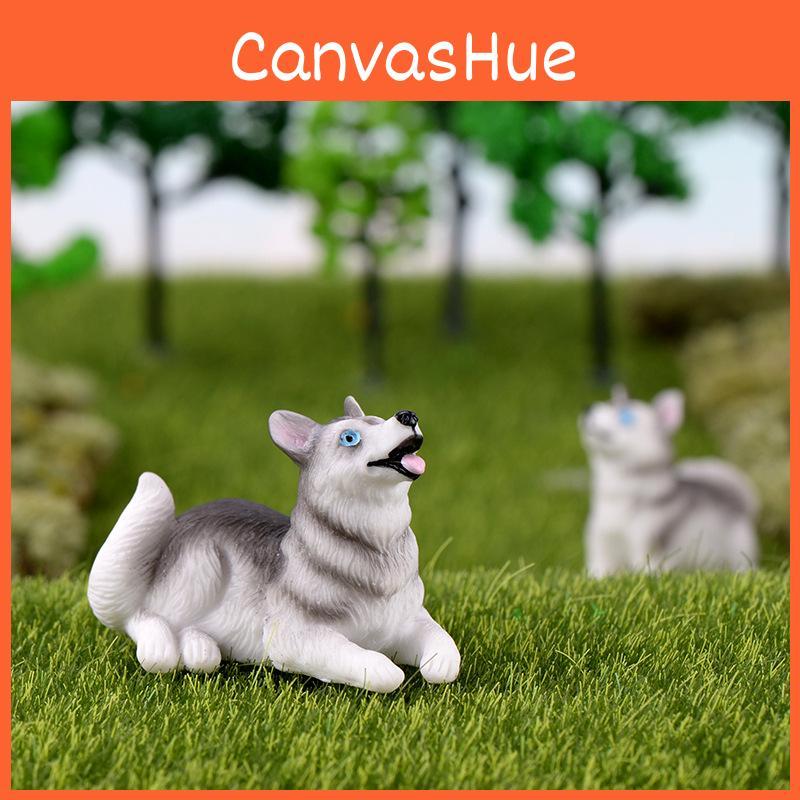 Charming Husky Puppy Resin Sculpture Cute Animal Decoration For Plant Terrarium
