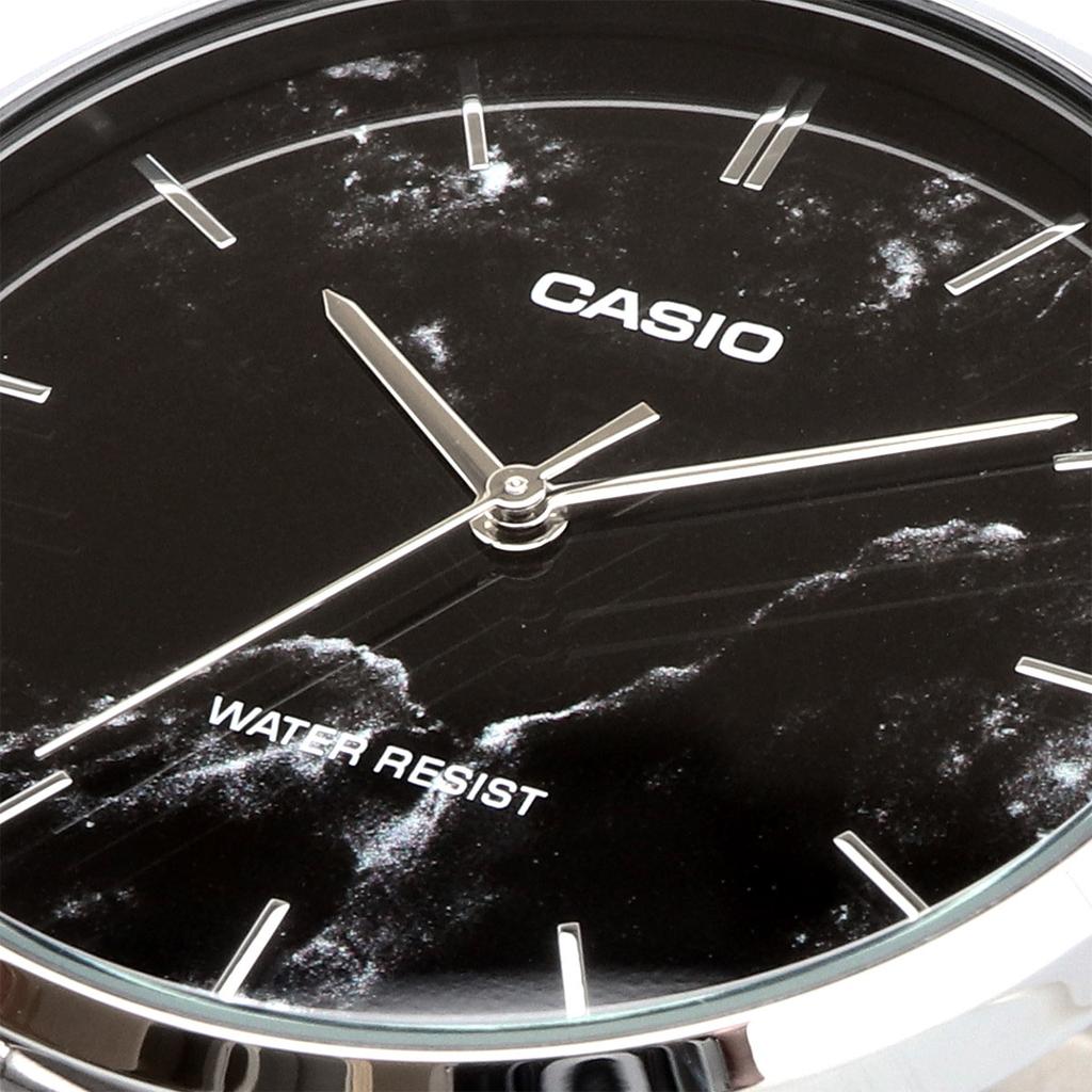 Casio Quartz Black Marble Metal Band Watch, Men's MTP-VT01DM-1A (Overseas)