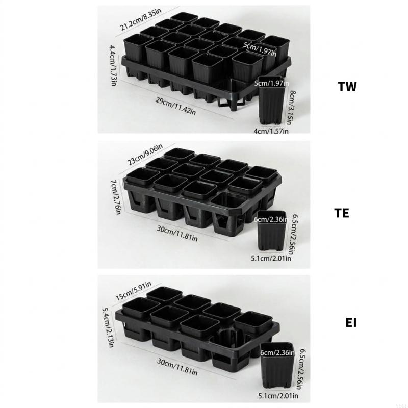 Propagation Tray with Removable Pots, Plastic Nursery Pot Tray Set with Drainage Base for Rooting and Home Gardening Y5GB