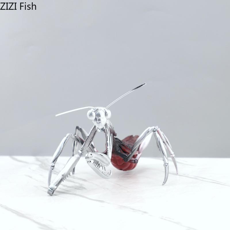 Silver Praying Mantis Insect Statue Creative Artwork Ornaments Desk Decoration Mantis Resin Sculpture Room Aesthetics Decor
