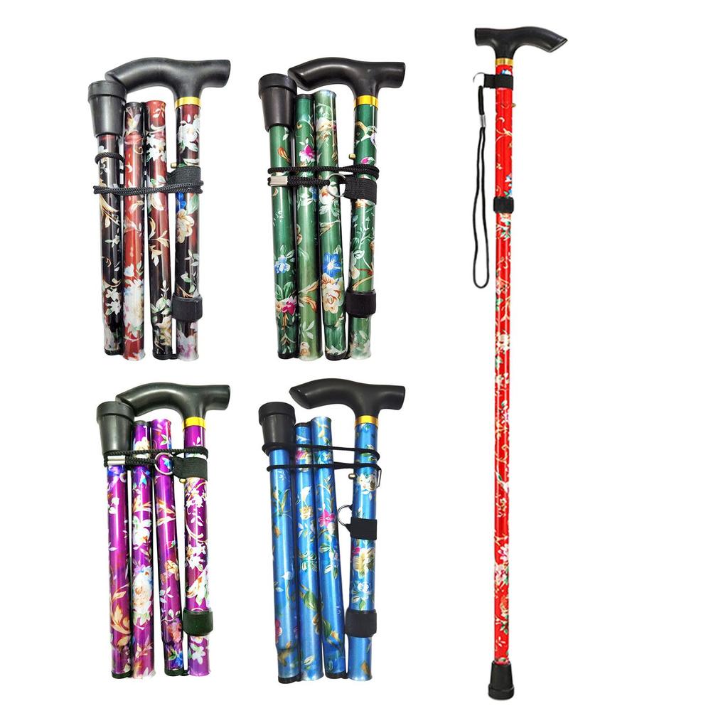 Portable Foldable Cane Lightweight Collapsible Hand Walking Stick Camping