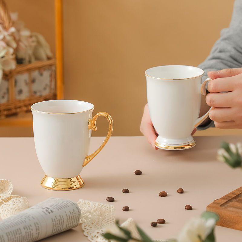 Phnom Penh White Coffee Couple Cup,280ML Light Luxury Mug European Creative Personality Trend Bone China Mugs Ceramic Drinkware