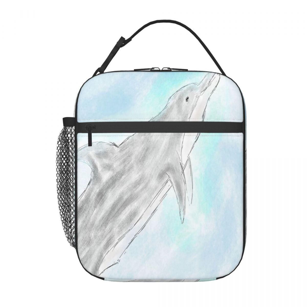 

Dolphin Leaping Out Of The Water Pattern Insulated Lunch Bag for Women Children Portable Food Boxes Thermal Lunch Box Tote One Size