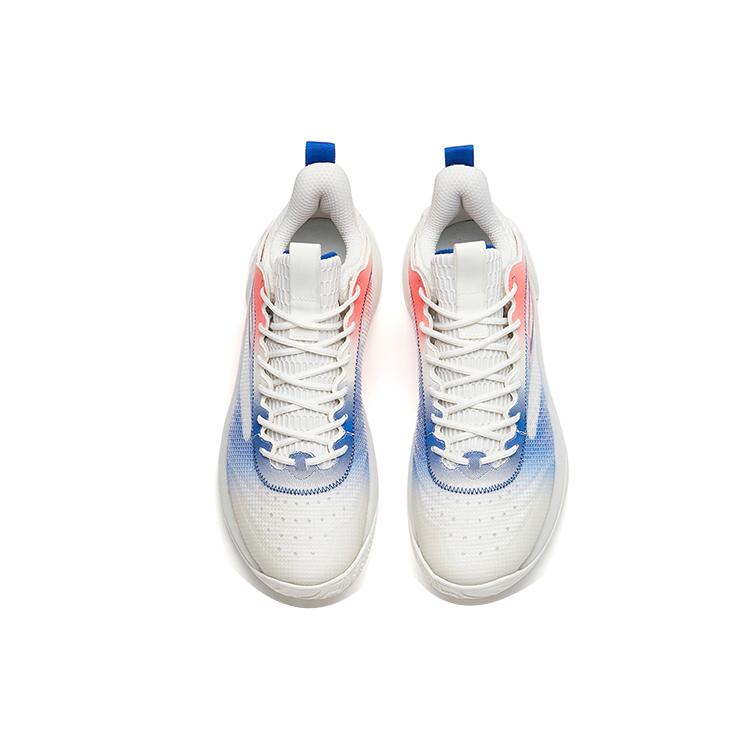 New Anta Cement Bubble 2.0 Cushioned Slip Resistant Low Top Performance Basketball Shoes White Blue Red Hot Orange 112221610-7