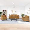 3 Piece Sofa Set with Cushions and Neck Rolls Brown Velvet