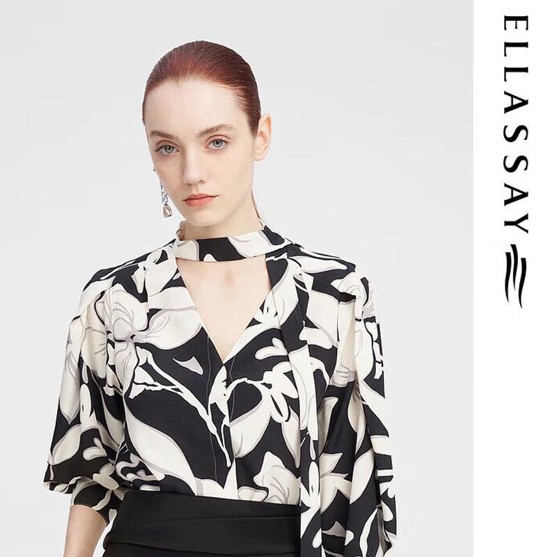 ELLASSAY Women s Dynamic Ribbon Mulberry Silk Shirt S