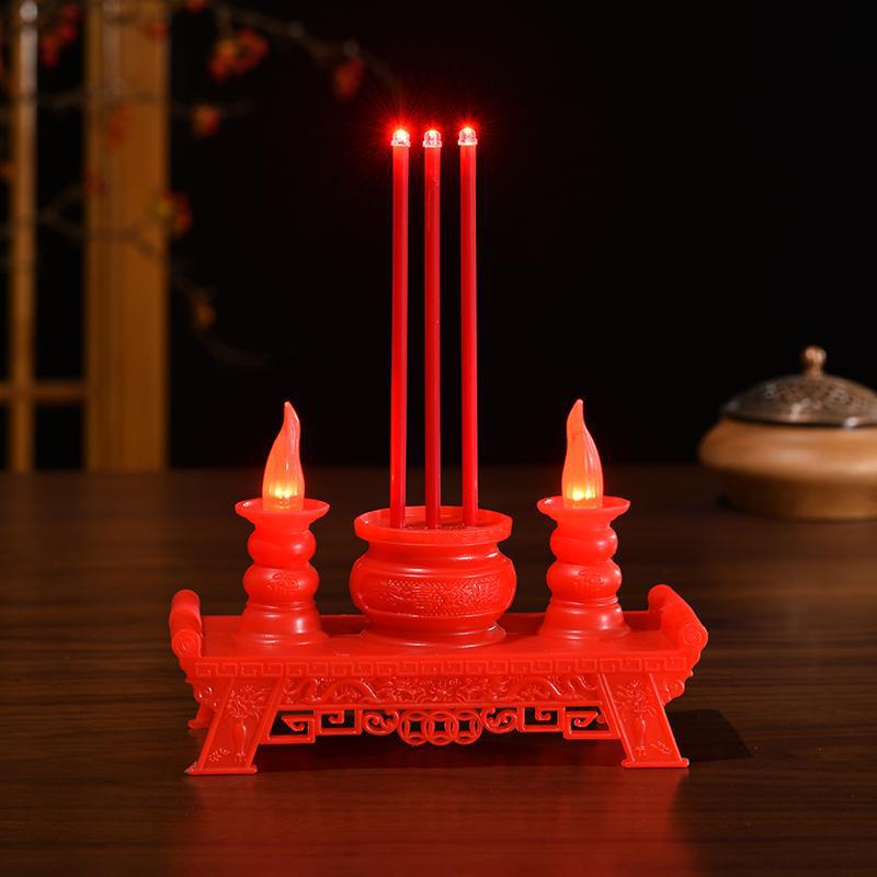 LED Electronic Incense Burner & Candle Holder for Buddha Offering