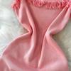 French-Style Solid Knitted Fringe Halter Dress for Women 2026 New Arrival Summer Collection Elegant and Gentle Pink Resort-Style Maxi Dress