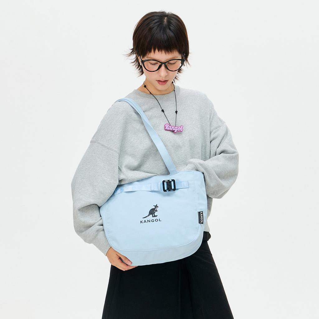 New KANGOL Nylon Large Capacity Shoulder Bag Crossbody Bag Unisex Glacier Blue/Black/Peach Pink/Mint Green/Khaki KGC1510