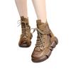 Leather mesh hollowed out Martin boots women's 2025 new summer, autumn and winter soft-soled net boots versatile breathable flat bottom thin