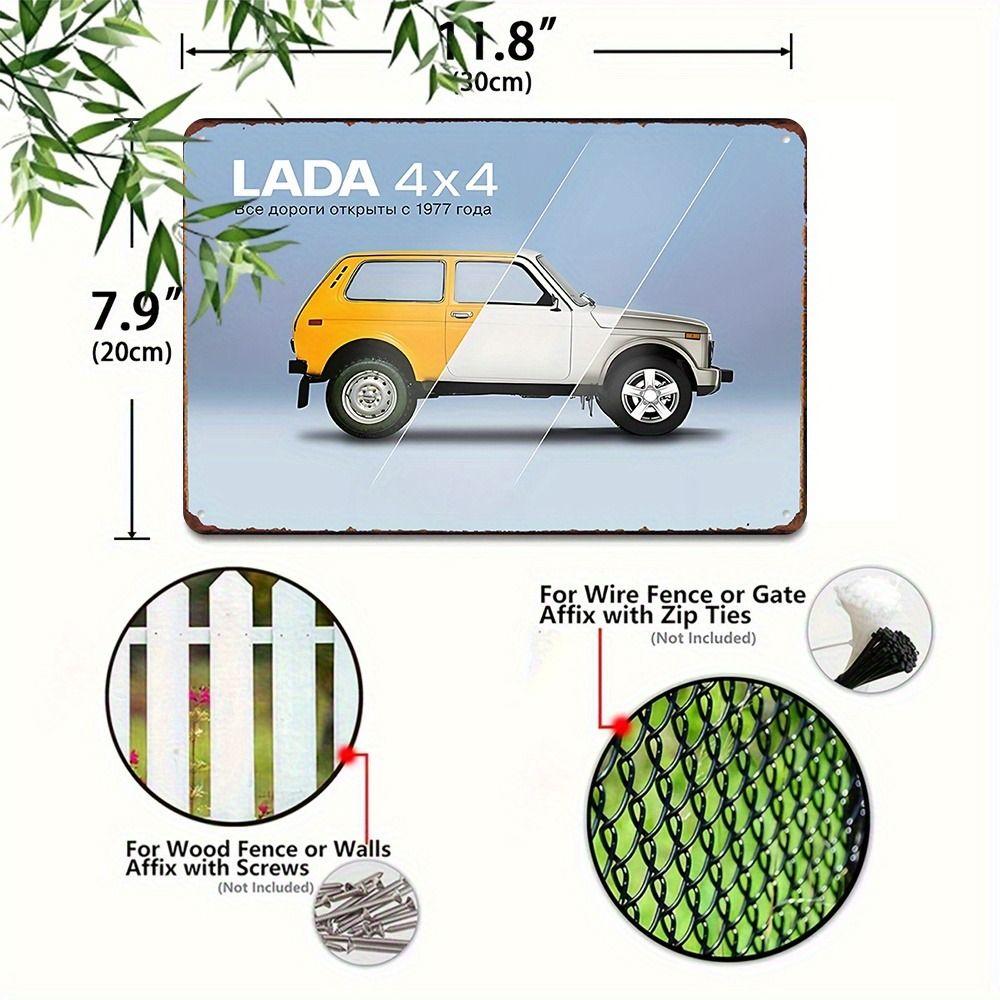 Lada Retro Metal Tin Sign Garage Wall Decor Vintage Car
