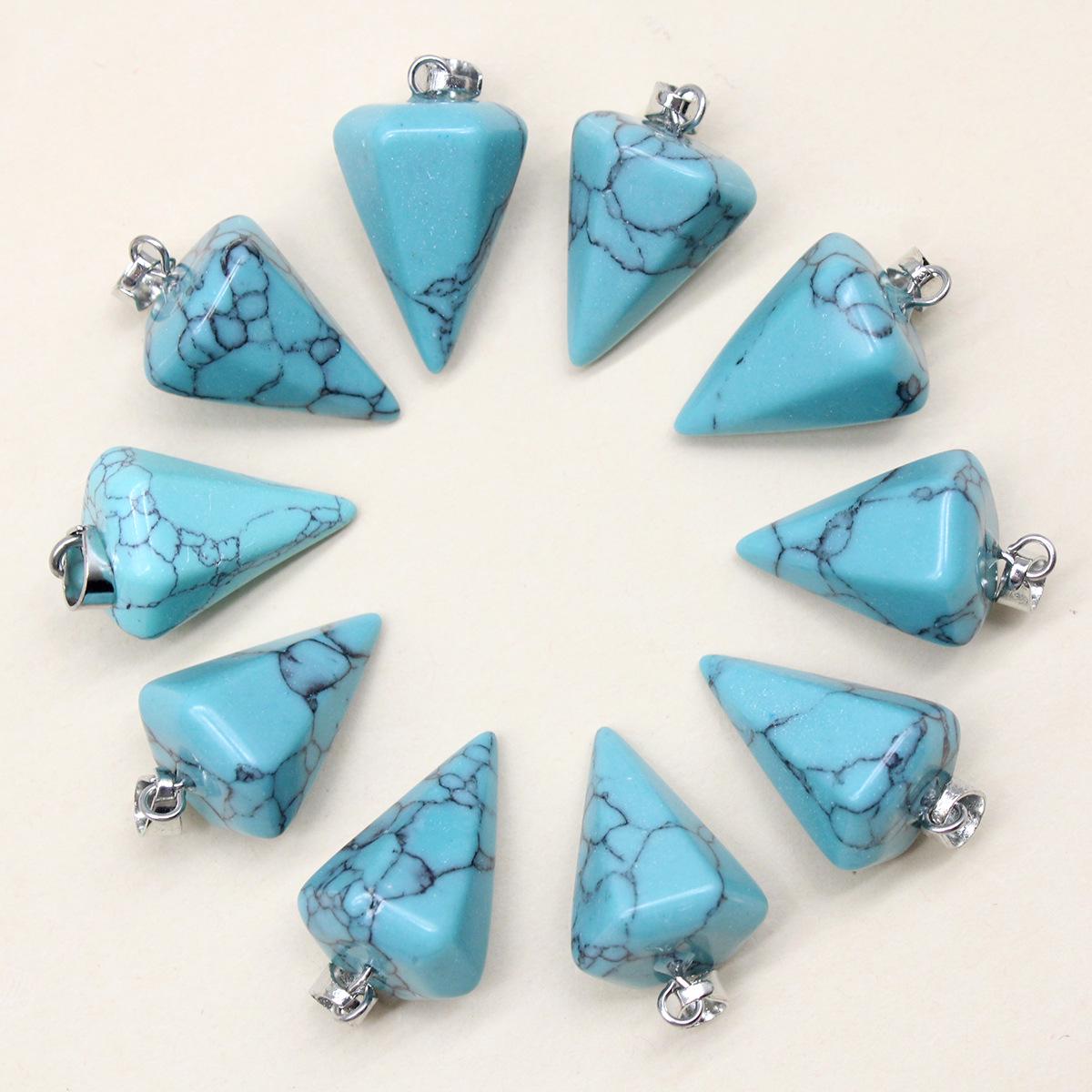 Faceted Hexagonal Agate Stone Pyramid Pendant Ornaments