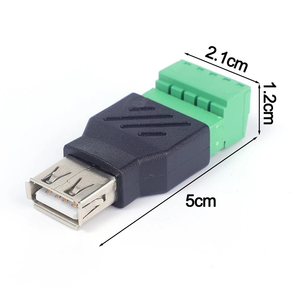 USB 2.0 Type A Male/Female To 5 Pin Screw Connector USB Jack with Shield USB2.0 To Screw Terminal Plug No Welding Required