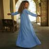 Loose Comfortable V-neck Denim Maxi Dress with Pockets