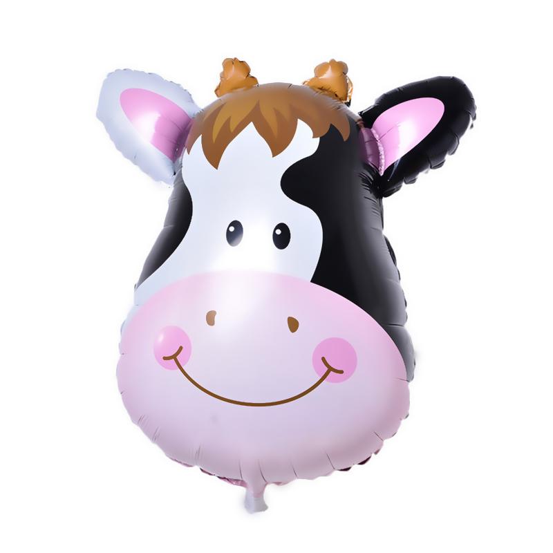25Inch Cartoon Animal Head Aluminum Film Balloon Baby Birthday Party Decor Lion Tiger Cow Elephant Inflatable Helium Ballon Toy