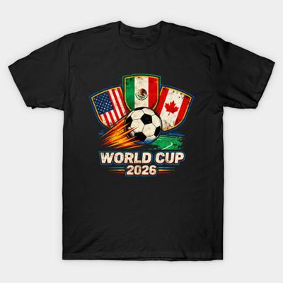 Asiatische Größe Baumwolle Unisex T-Shirt Druck T-Shirt Weltmeisterschaft 2026 T-Shirt No-Cut Print Normale Passform